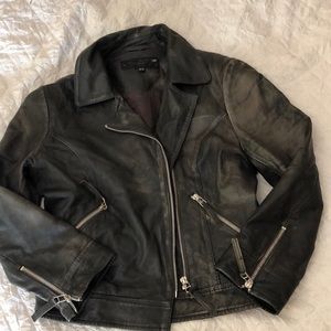 Warehouse real leather biker moto jacket